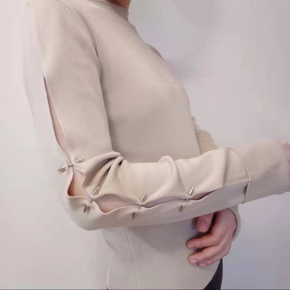 💕KAREN MILLEN Beige Knit Top🎁Amazing condition💕 - Picture 1 of 8